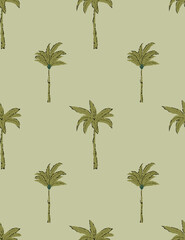 Abstract tropics seamless pattern. Grunge palm trees silhouettes transparent texture background. Exotic illustration for summer design, beach swimwear fabric, wallpaper.
