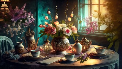 Fototapeta premium room with flowers