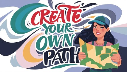 Obraz premium Create Your Own Path. (T-shirt Design Motivational Quote, Illustartion,Typography)