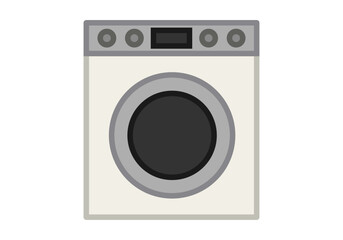 Lavadora blanca para ropa en fondo blanco