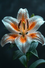 Close-up of a White Lily with Orange Spots