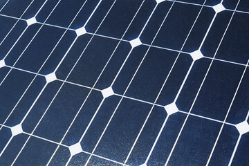 Close-up of an industrial solar panel for electricity production.