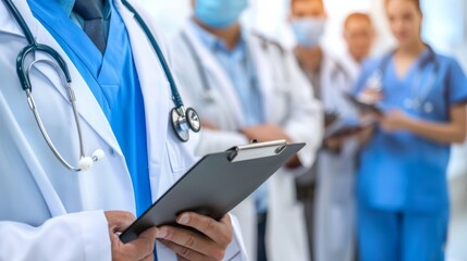 Team of dedicated healthcare professionals in a hospital setting