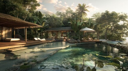 Blueprints of a luxurious private retreat with eco-friendly design and sustainable features