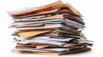 An isolated stack of business documents is visible on a white background. Each document has its own unique content, and their careful arrangement emphasizes the importance of documentation.