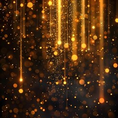 Obraz premium Cascading Golden Sparkles Backdrop for Luxury Goods Presentation