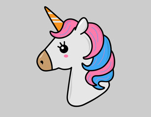 The unicorn is bright colored and beautiful on a gray background © Ира Якимчук