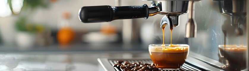 Perfectly Crafted Espresso Flow from a High End Commercial Espresso Machine