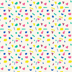 Hand draw doodle seamless pattern.Colorful repeat pattern.Abstract vector background.