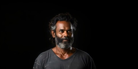 Fototapeta premium Australian Aboriginal man standing against white background vertical shot young adult. Concept Portrait, Australian Aboriginal, Man, White Background, Vertical Shot