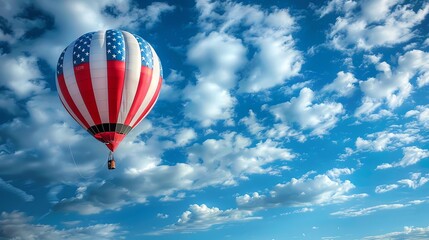 Fototapeta premium 4th of July Hot Air Balloon decorated with the American flag