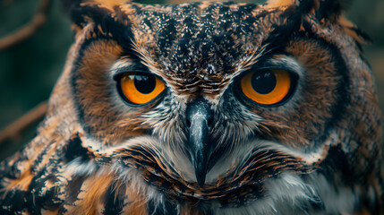 Majestic Wise Old Owl Close-Up with Detailed Feathers and Depth in Eyes