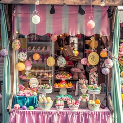 A colorful display of Easter eggs and other treats at a store
