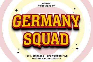 Germany Squad  3d Editable Text Effect Template Style Premium Vector