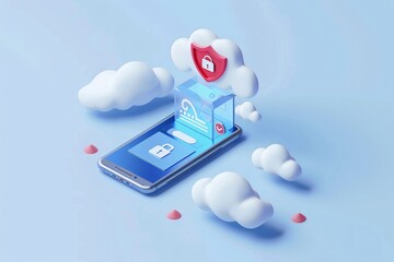 Comprehensive mobile device security system with cloud based protection. Secure data management concept.