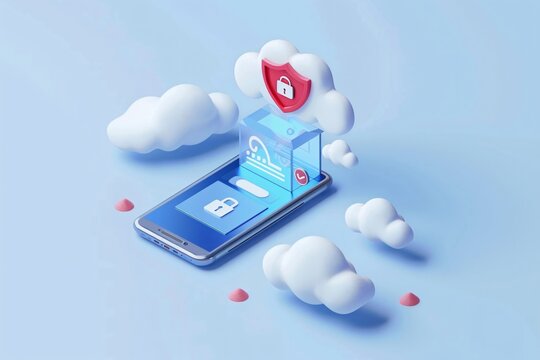 Comprehensive mobile device security system with cloud based protection. Secure data management concept.