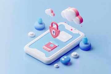 Comprehensive mobile device security system with cloud based protection. Secure data management concept.