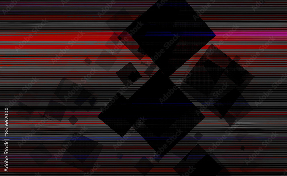 Poster scan lines with black squares abstract background
