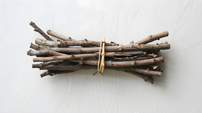 Rustic Wood Bundle Tied Natural Texture Arrangement
