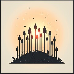 Fototapeta premium Abstract Arrows with Sunburst Background.