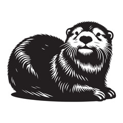 Seaotter silhouette vector  illustration-01.eps