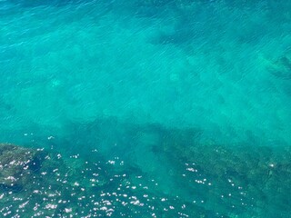Blue sea water aerial view 