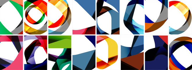 Fototapeta premium Collection of abstract background with waves, colorful shapes and 3d shadow effect. Vector Illustration For Wallpaper, Banner, Background, Card, Book Illustration, landing page