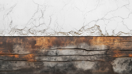 Fototapeta premium Abstract background of natural materials-white stone and wood.