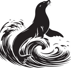Sea lion silhouette vector  illustration