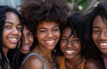 Fototapeta premium Group of happy laughing black women
