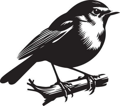 black bird perched on branch clip art preview