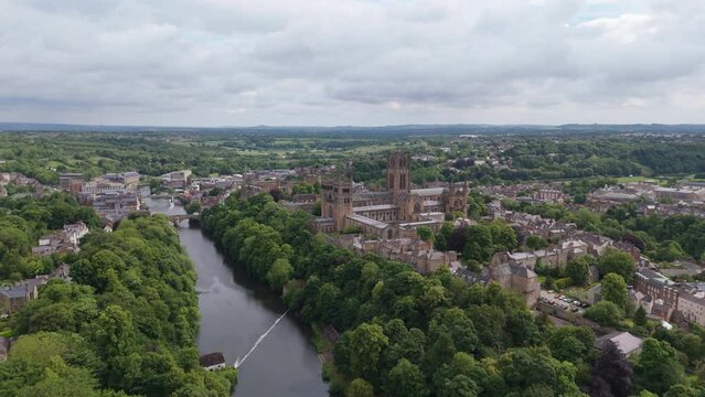 Aerial view of Durham, a beautiful English city located south of Newcastle