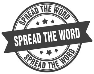 spread the word stamp. spread the word label on transparent background. round sign