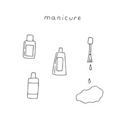 Manicure set, vector illustration hand drawing doodles