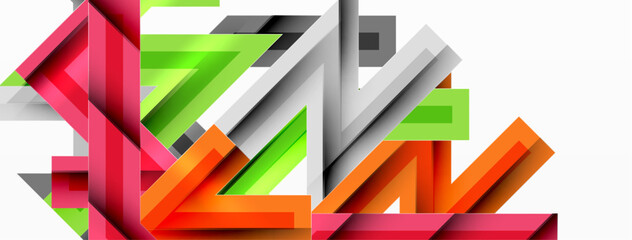 Line zig zag dynamic geometric abstract background. Colorful lines with shadow and light effects, various routes concept. Vector Illustration For Wallpaper, Banner, Background, Card