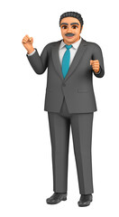 Obraz premium Fat businessman strikes a triumphant pose