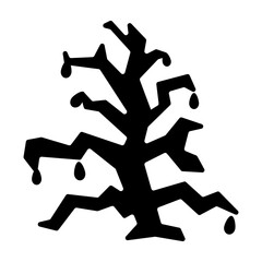 An editable solid icon of mystical tree 