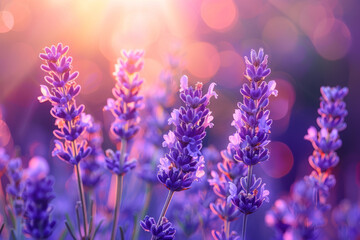 Fototapeta premium close up of lavender flowers with a bokeh light background