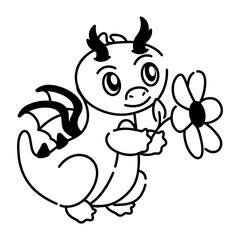 Easy to use doodle icon of dragon flower 