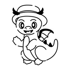 Latest doodle icon of happy dragon