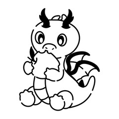 Latest doodle icon of dragon eating 