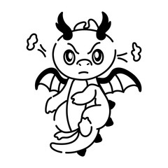A customizable doodle icon of angry dragon