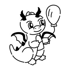 Modern doodle icon of dragon balloon 