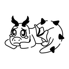 Easy to use doodle icon of upset dragon