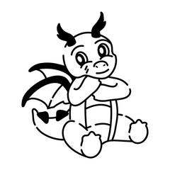 A cute hand drawn icon of dragon kid 