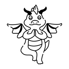A hand drawn icon of dragon yoga 