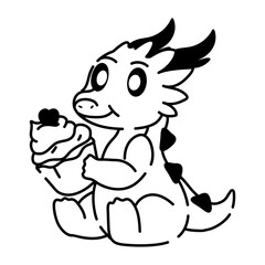 Latest hand drawn icon of dragon cupcake 
