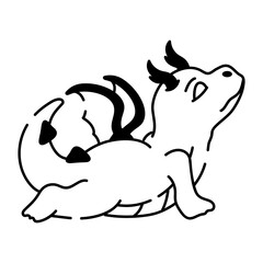 A handy doodle icon of dragon exercise 