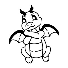 An appealing doodle icon of loving dragon