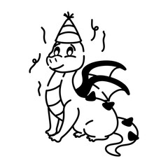 A scalable doodle icon of birthday dragon